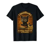 Academy of Bookcraft Cute Wizard Cat Magic Books Design T-Shirt