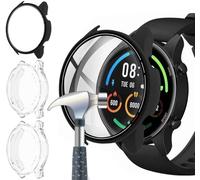 Acadeny 3pièces Coque Protection Écran en Verre Trempé +PC Bumper Compatible avec Xiaomi Mi Watch Anti-Rayure Protecteur Étui -Noir+2transparent TPU