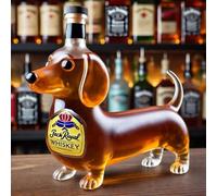 Acadeur en verre élégant avec bouchon, 1000 ml de bouteille décorative spirituelle pour le whisky, le vin, l'eau, l'huile ou le vinaigre, récipient distributeur polyvalent dachshund