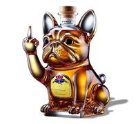 Acadeur en verre élégant avec bouchon, 1000 ml de bouteille décorative spirituelle pour le whisky, le vin, l'eau, l'huile ou le vinaigre, récipient distributeur polyvalent Law fighting dog