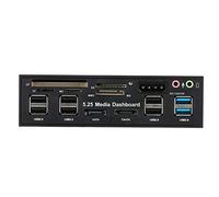 ACAGALA Hub USB 3.0 multifonction eSATA SATA Port Lecteur de carte interne PC Tableau de bord Médias Avant Audio pour SD MS CF TF M2 MMC Cartes mémoire Compatible avec baie de 5,25"