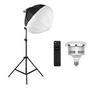 ACAGALA Lanterne photo Softbox Kit d'éclairage avec boîte à lumière sphérique pliable de 50 cm + ampoule LED 85 W 3000 K-6500 K + télécommande + trépied de lumière en métal de 2 m