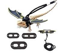 Acahhotxx Ensemble harnais réglable en forme de dragon barbu avec aile pour reptiles, petits animaux, costume d'Halloween, laisse réglable, harnais de dragon barbu avec ailes en cuir cool