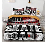 AcaimE Housse De Couette 1 Personne Garcon Skateboard 140X200Cm Housse De Couette 140X200 Ado Fille Polyester De Haute Qualité Livré avec 2 Taies d'oreiller 65X65Cm Anti-Rides sans Repassage
