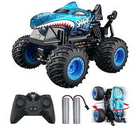 ACAMMZAR Voiture Télécommandée, 2.4GHz 20Km/h RC Monster Truck, RC Voiture Telecommandé Tout Terrain, avec 2 Batteries 60 Min+, RC Car avec LED Musique 360°Rotation, pour Enfants Adultes, Bleu