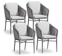 acamp Lot de 4 fauteuils empilables de la marque Seiloptik avec cordon en polyester - Anthracite, gris foncé