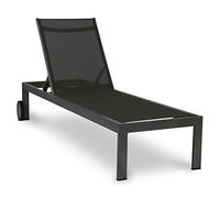 acamp Rimini Chaise longue résistante aux intempéries | Dossier réglable | Armature en aluminium avec 2 roulettes | Housse en tissu respirant | Chaise de jardin avec grand confort de couchage | Chaise