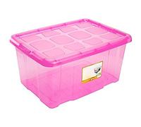 Acan Boîtes de rangement robustes - 60 L rose, sans roulette, avec clip, en plastique, capacité 6E+1 litres, style sans roues, unitaire, rectangulaire