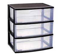Acan - Commode Nilo en plastique 3 tiroirs de couleur noire 60 x 56 x 39,5 cm