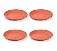 Acan Lot de 4 assiettes en plastique pour pots de 50 / 60 cm Méditerranée Plats, soucoupes, dessous-de-plat ronds pour plantes d'intérieur, d'extérieur, jardin, terrasse ou balcon (Marron)