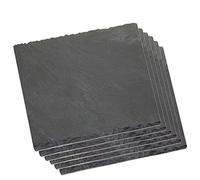 Acan Lot de 6 assiettes carrées en ardoise 0,5 x 15 x 15 cm
