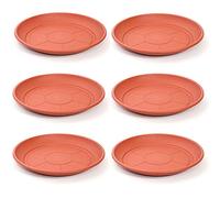 Acan Lot de 6 assiettes en plastique pour pots de 30/40 cm Méditerranée Plats, soucoupes, dessous-de-plat ronds pour plantes d'intérieur, d'extérieur, jardin, terrasse ou balcon (Marron)