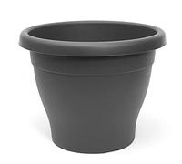 Acan Pot en plastique rond méditerranéen gris, 60 cm, 80 litres, pour plantes et fleurs avec trous inférieurs, pot pour jardin extérieur, terrasse, balcon et intérieur de la maison