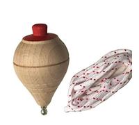 Acan Toupie en bois classique avec corde, blanc
