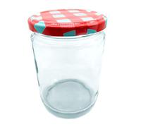 Acan Tradineur Bocal en verre multi-usages, pot à facettes avec couvercle à vis, pour confiture, miel, noix, épices (11 x 8 cm, 450 ml)
