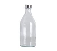 Acan Tradineur Bouteille en verre 1 litre avec bouchon en acier, eau froide ou chaude, boissons, thé glacé, limonade, réfrigérateur, camping, 25,5 x 9,5 cm