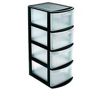 Acan Tradineur - Casier Tamesis Multiusages à 4 tiroirs - Sans roulettes - Fabriqué en plastique - 78 x 28,5 x 39 cm - Couleur Noir