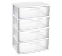 Acan Tradineur - Commode de rangement « Nil » - Idéal pour la maison ou le travail - Fabrication en plastique - 4 tiroirs translucides - 80,5 x 56 x 40 cm - Blanc
