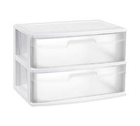 Acan Tradineur - Commode de rangement "Nil" - Idéal pour la maison ou le travail - Fabrication en plastique - 2 tiroirs translucide - 41,5 x 56 x 40 cm - Blanc