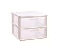 Acan Tradineur Commode sans 2 tiroirs en plastique blanc 40 x 39 x 33,5 cm, tour de rangement, tiroirs mats, organiseur polyvalent, pour chambre à coucher, salle de bain, bureau