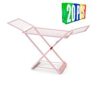 Acan Tradineur Étendoir à linge pliable 100 % résine 20 mètres d'espace de pose fabriqué en Espagne, intérieur et extérieur, avec verrouillage de sécurité, 180 x 108 x 55 cm, avec 20 pinces (rose)