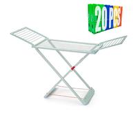Acan Tradineur Étendoir pliant 100 % résine 20 mètres d'espace de pose fabriqué en Espagne, intérieur et extérieur, avec verrouillage de sécurité, 180 x 108 x 55 cm, avec 20 pinces (vert).
