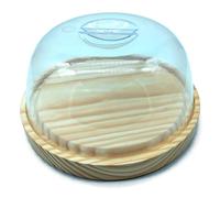 Acan Tradineur - Fromage rond avec couvercle en méthacrylate - Base en bois - Idéal pour ranger le fromage, charcuterie ou autres aliments - Ø 18 x 9 cm