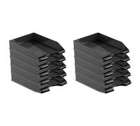 Acan Tradineur Lot de 10 plateaux de bureau empilables en plastique pour documents A4, magazines, brochures, bureau, fabriqué en Espagne Noir 35 x 25,5 x 6,5 cm