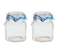 Acan Tradineur Lot de 2 bocaux hermétiques en verre avec fermeture métallique et joint en caoutchouc pour aliments, conserves, légumineuses, pâtes, 17,5 x 13 cm, 2 litres