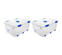 Acan Tradineur Lot de 2 boîtes de rangement en plastique pour jouets, livres, vêtements, couvertures, 100 l