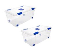 Acan Tradineur Lot de 2 boîtes de rangement en plastique pour jouets, livres, vêtements, couvertures, n° 7, x 30 x 73 x 41 cm, 61 l