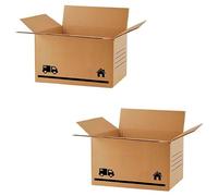 Acan Tradineur Lot de 2 boîtes en carton pour emballage, déménagement, carton renforcé et résistant, pliable et réutilisable, envoi de paquets, rangement 40 x 30 x 22 cm
