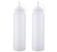 Acan Tradineur - Lot de 2 bouteilles en plastique rechargeables pour servir des sauces, distributeur d'assaisonnement réutilisable, ketchup, moutarde, huile, fabriqué en Espagne - 1 litre