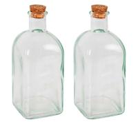 Acan Tradineur Lot de 2 bouteilles en verre résistant avec bouchon en liège 1 l