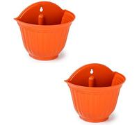 Acan Tradineur Lot de 2 pots de fleurs en plastique pour mur, pot à suspendre, pot pour plantes, fleurs, balcon, véranda, maison, fabriqué en Espagne Marron 26 x 29,5 x 19 cm