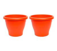 Acan Tradineur Lot de 2 pots de fleurs ronds en plastique pour plantes et fleurs méditerranéennes avec trous inférieurs Récipient extérieur et intérieur de la maison Marron 25 cm