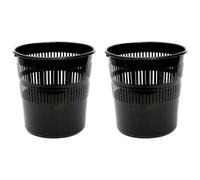 Acan Tradineur - Lot de 2 poubelles en plastique avec grille - Poubelle légère et résistante - Fabriquée en Espagne - Ø 27,5 x 28 cm - Noir