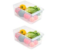 Acan Tradineur Lot de 2 tiroirs de rangement pour réfrigérateur N°14 en polypropylène Transparent 15 x 23 x 37 cm