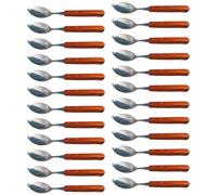 Acan Tradineur Lot de 24 cuillères de table en acier inoxydable et manche en bois, couverts classiques de cuisine, passent au lave-vaisselle, 20 cm