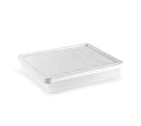 Acan Tradineur - Lot de 3 bacs frigorifiques de stockage avec couvercle, en plastique, réutilisables, pour servir les repas, les collations, fabriqué en Espagne - 4 litres - 35 x 27 x 6,5 cm - Blanc