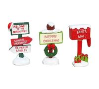 Acan Tradineur Lot de 3 panneaux de direction de Noël en plastique pour décoration de Noël 8 x 4 x 2,5 cm