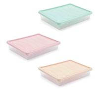 ACAN Tradineur Lot de 3 Plateaux Réfrigérateurs Rectangulaires Transparents avec Couvercle Couleur Aléatoire Capacité 4L 6.5x34x27cm