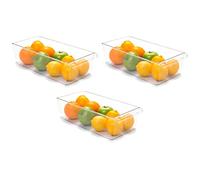 Acan Tradineur Lot de 3 tiroirs de rangement réutilisables pour réfrigérateur N°11 Fabriqué en polystyrène Récipient en plastique transparent 10 x 18 x 37 cm