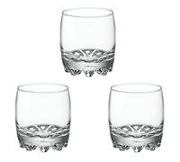 Acan Tradineur Lot de 3 verres en verre Galassia, base épaisse, résistant, pour servir du whisky, de l'eau, des liqueurs, des boissons, passe au lave-vaisselle, 9 x 7,5 cm, 30 cl