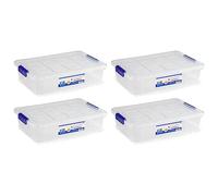 Acan Tradineur Lot de 4 boîtes de rangement en plastique pour jouets, livres, vêtements, couvertures, 5 litres