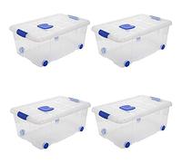 Acan Tradineur Lot de 4 boîtes de rangement en plastique pour jouets, livres, vêtements, couvertures, n° 3, 25,7 x 58,5 x 39,5 cm, 36 l