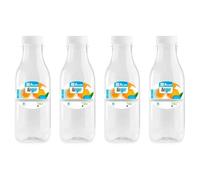 Acan Tradineur Lot de 4 bouteilles en plastique avec bouchon à vis, réutilisables et recyclables, eau, lait, smoothies, jus de fruits, boissons gazeuses, réfrigérateurs, 500 ml - 20,5 x 6,5 cm