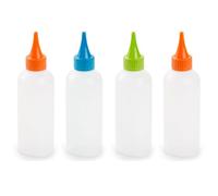 Acan Tradineur - Lot de 4 bouteilles en plastique rechargeables pour servir des sauces, distributeur d'assaisonnement réutilisable, ketchup, moutarde, huile, fabriqué en Espagne - 175 ml