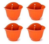 Acan Tradineur Lot de 4 pots de fleurs en plastique pour mur, pot à suspendre, pot pour plantes, fleurs, balcon, véranda, maison, fabriqué en Espagne Marron 26 x 29,5 x 19 cm