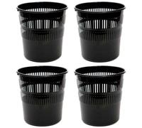 Acan Tradineur - Lot de 4 poubelles en plastique avec grille - Poubelle légère et résistante - Fabriquée en Espagne - Ø 27,5 x 28 cm - Noir